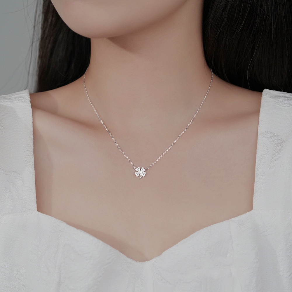 Dây chuyền bạc 925 mặt hình cỏ ba lá may mắn sang trọng