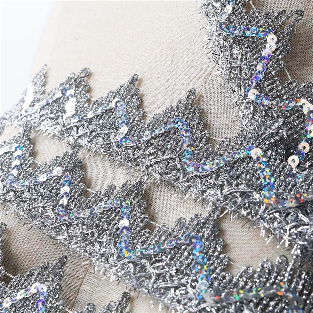 Cuộn Dây Ruy Băng Ren Đính Kim Sa Rộng 4cm Dài 2 Yards