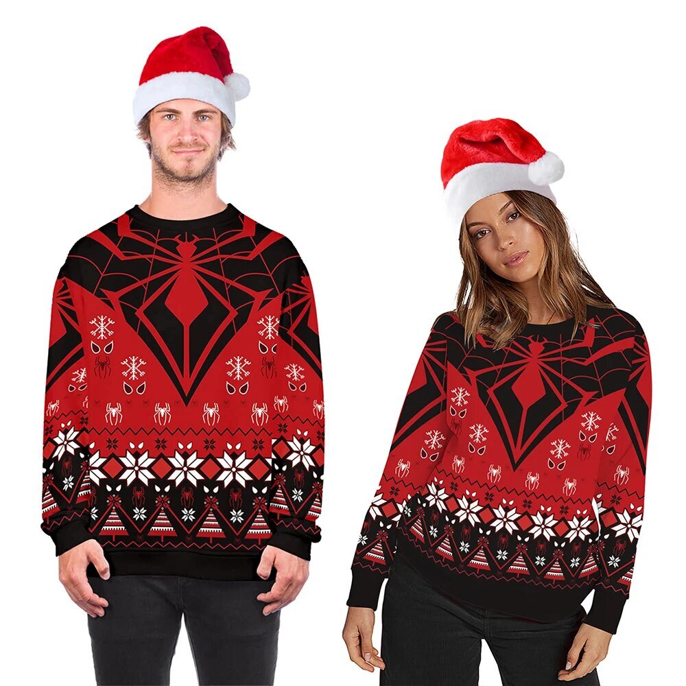 Áo sweater In Hình Người Nhện Và Bông Tuyết Xấu Xí Vui Nhộn Thời Trang Thu Đông