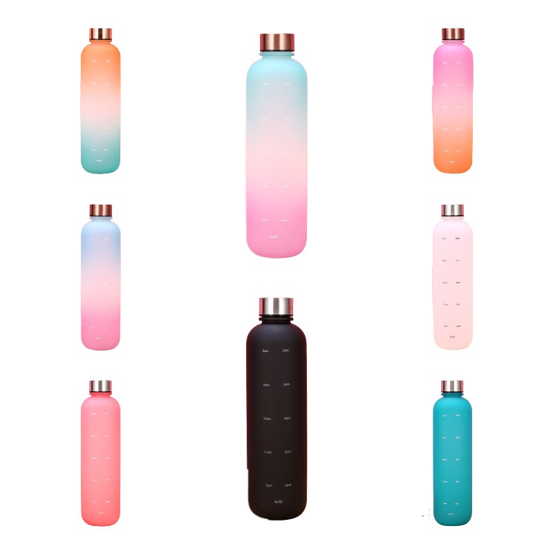 Bình nước thể thao BACKPACK BEAR 1000ml dung tích lớn màu gradient nhỏ gọn ngoài trời làm quà tặng bạn gái