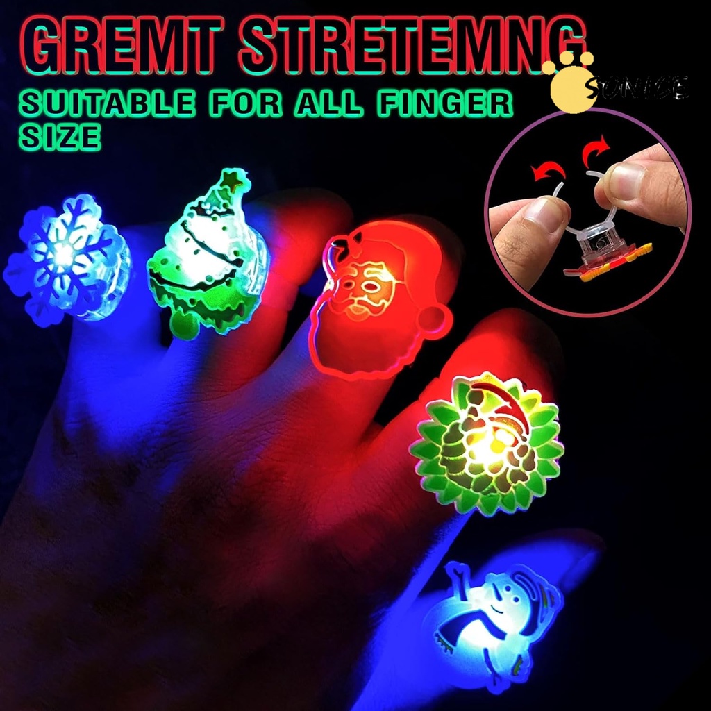 Set 1 / 50 Nhẫn Có Đèn led Phát Sáng Trang Trí Giáng Sinh
