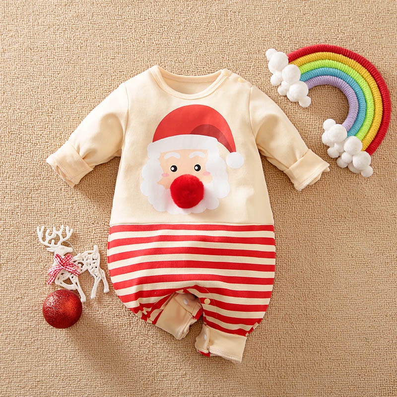 Bộ Áo Liền Quần Hình Ông Già Noel Dễ Thương Cho Trẻ Sơ Sinh