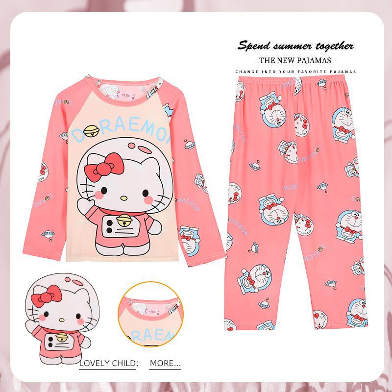 Đồ Ngủ Kuromi Cinnamoroll Bộ Đồ Ngủ Dài Tay In Hoạt Hình Dành Pijama Cho Bé Gái