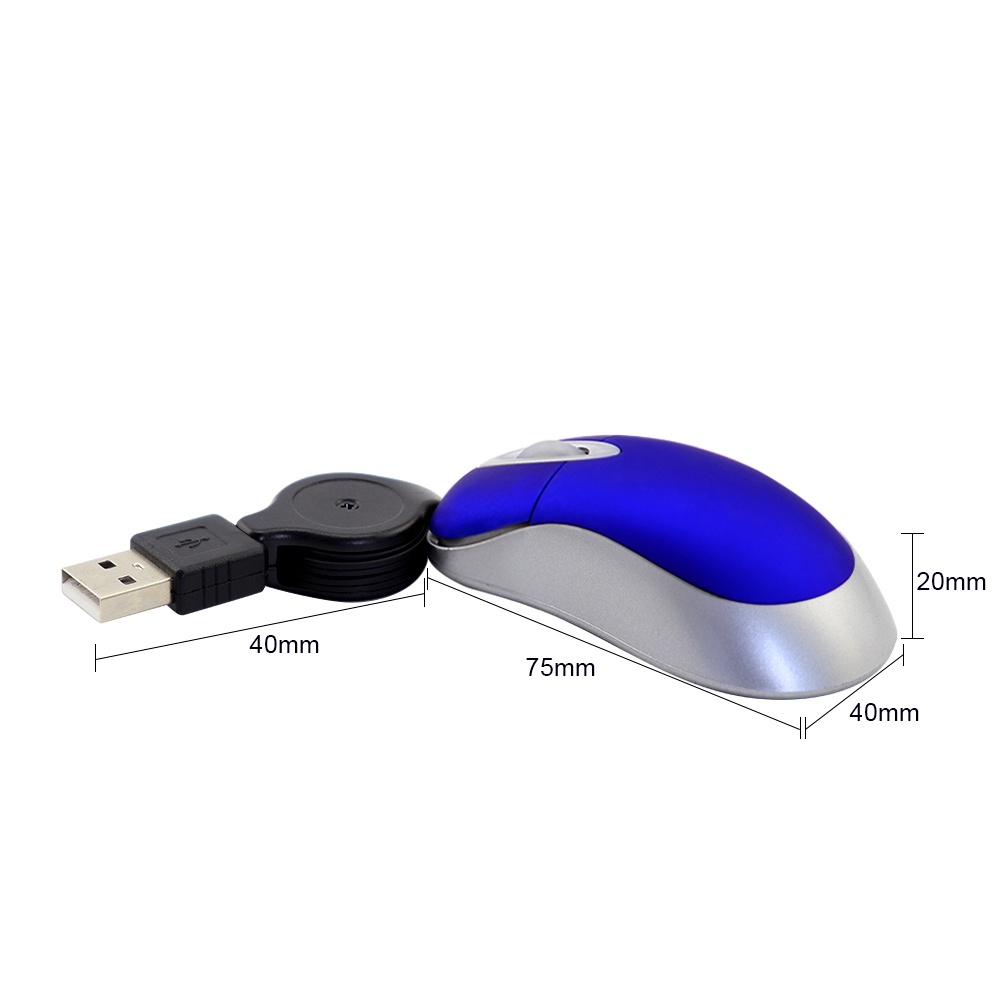 Chuột Máy Tính Dây mini 1600Dpi Có Thể Rút Lại Dùng Để Chơi Game