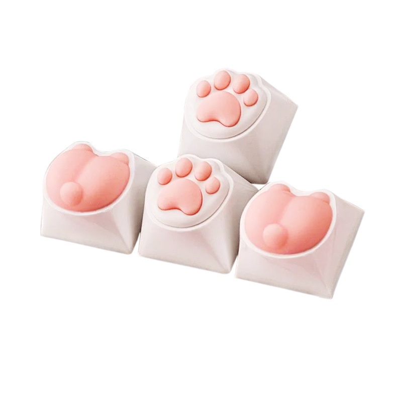 Nút Bàn Phím Cơ silicone Dẻo Hình Chân Mèo Màu Hồng Đáng Yêu
