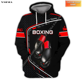 Áo Hoodie Có Khóa Kéo In Hình Găng Tay Boxing / Võ Thuật 3D Thời Trang Cho Nam