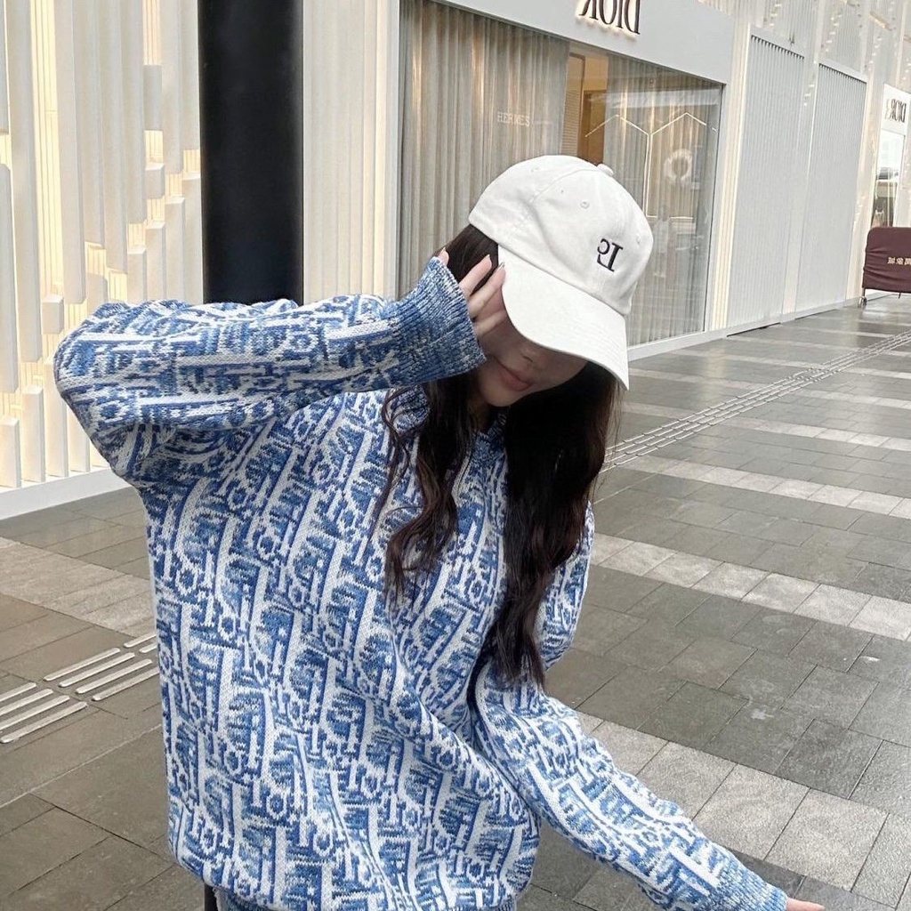 Áo Sweater Dệt Kim Cổ Tròn In Chữ Thời Trang Thu Đông Cho Nam Và Nữ