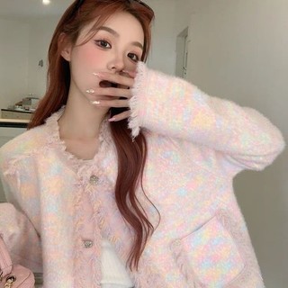 Áo khoác nữ xuân và mùa thu cao cấp thiết kế cảm giác nhỏ người rộng rãi màu sắc tua rua