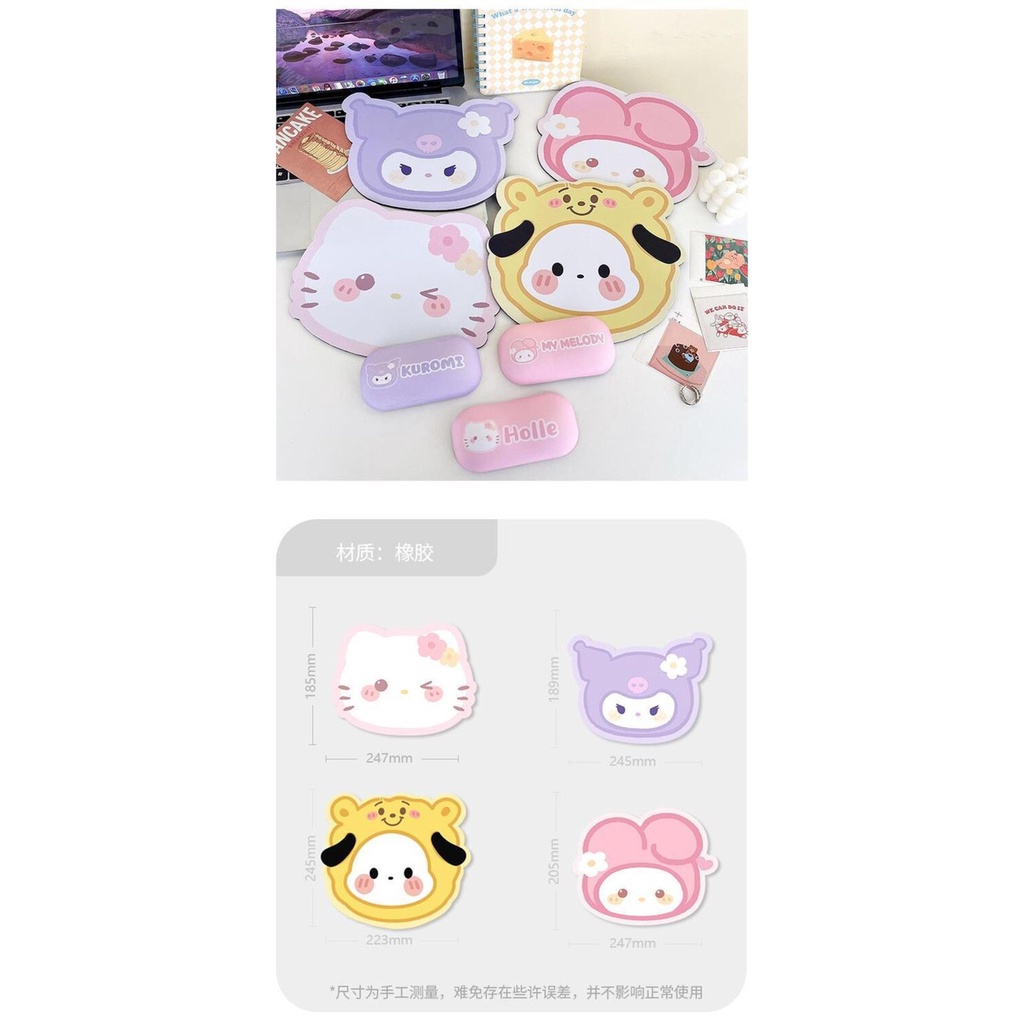 Kawaii Tấm Lót Chuột Bàn Phím Máy Tính laptop Chống Trượt Hình Hoạt Hình kuromi Hellokitty Dễ Thương