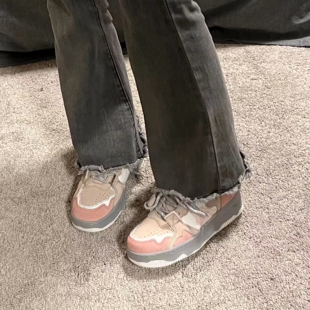 Giày Thể Thao Đế Dày Màu Khối Thời Trang Mùa Xuân 2023 Phong Cách Mới Cho Nữ