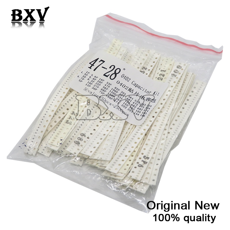 Các loại 1pF ~ 10uF SMD 0402 50Values * 50 CÁI = 2500 CÁI Chip Tụ điện gốm Bộ mẫu pxb8 50Values * 50