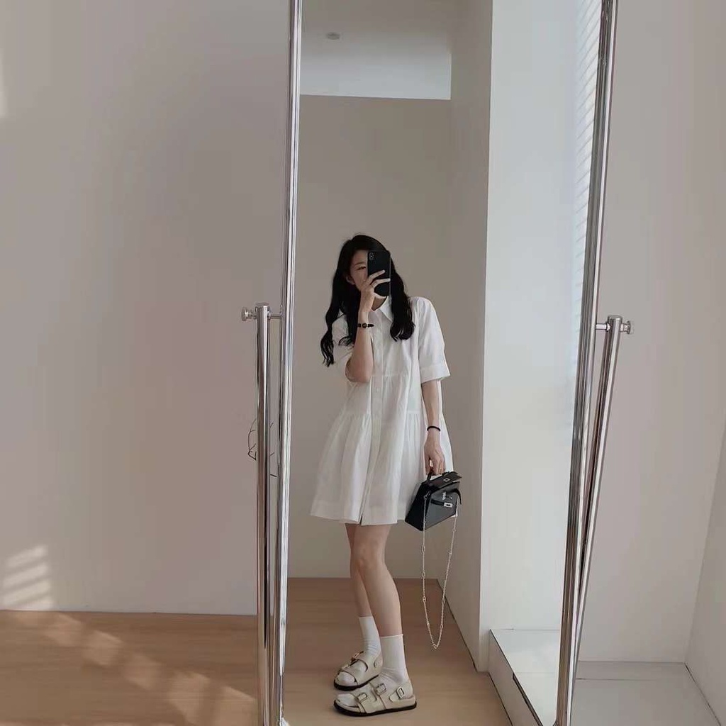 67744 Đầm Sơ Mi Ngắn Tay Phong Cách Cổ Điển Dành Cho Nữ