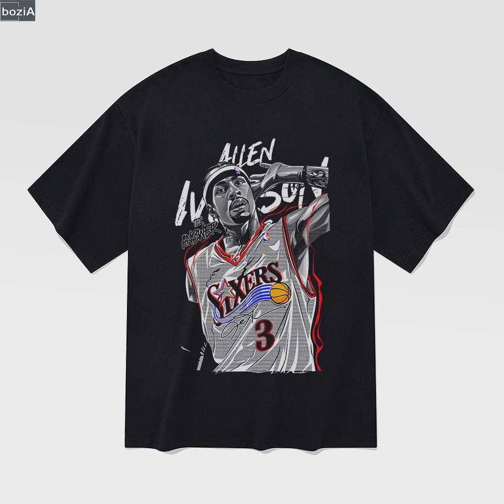 Boziaa Áo Bóng Rổ unisex alan iverson Vải Chất Lượng Cao