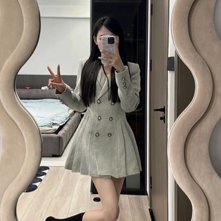 Váy Vest Âu Phục Thời Trang Pháp Cao Cấp Phù Hợp Mùa Thu Với Xếp Ly Kiểu Cách Ngọt Ngào Khí Chất 
