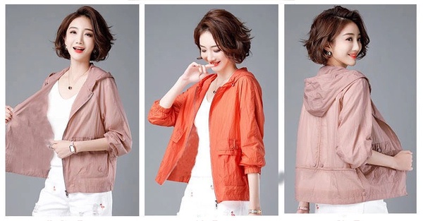 Áo Khoác Chống Gió Mỏng Có Mũ Trùm Phối Khóa Kéo Thời Trang Mùa Hè Hàng Mới 2023 Dành Cho Bạn Nữ