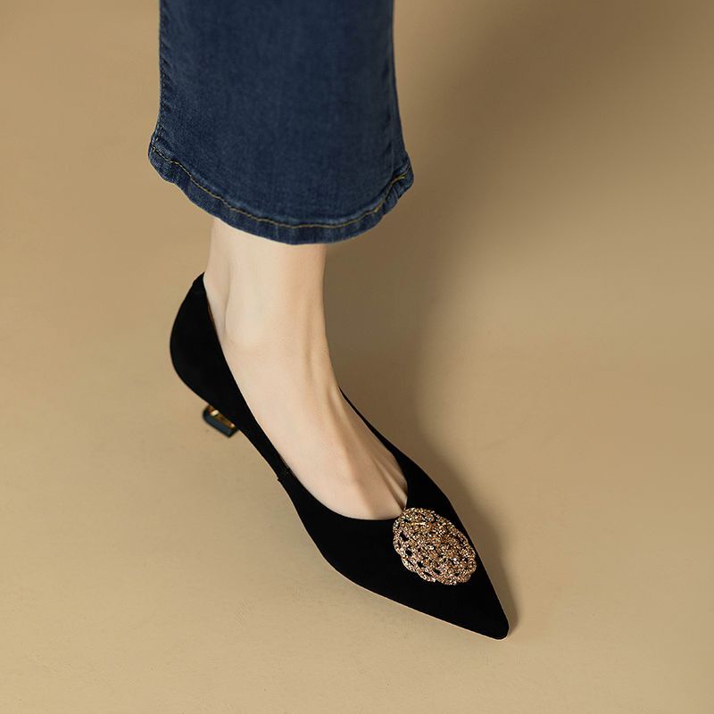 Gubalun Giày Cao Gót Da Lộn Mũi Nhọn Thời Trang Công Sở Cho Nữ