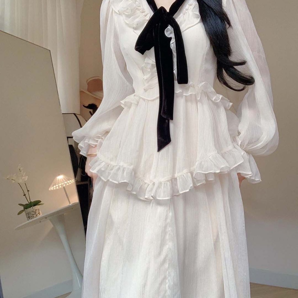 Váy hot xu hướng trong Năm Nay, Bộ Đồ Lụa Trắng Áo Sơ Mi Trắng, Váy Nửa Người dáng dài cho nữ