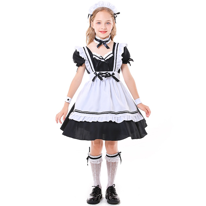 Trang Phục Hóa Trang Cô Hầu Gái Màu Trắng Đen Phong Cách lolita