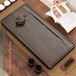 Đàn hương đen nguyên khối Gỗ đơn giản gia đình gỗ tròn Bàn trà Kung Fu Tea Set Khay thoát nước hình chữ nhật