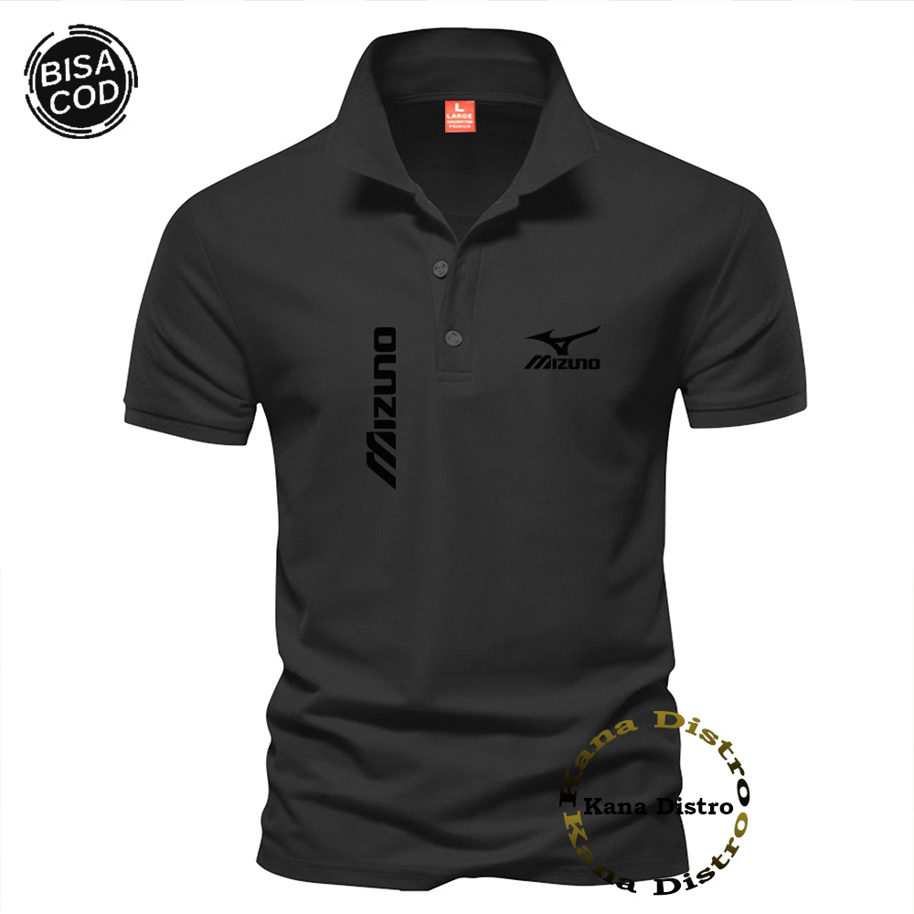 Áo Thun Polo Màu Đen In Chữ HITAM Mizuno Kirka Thời Trang Cho Nam