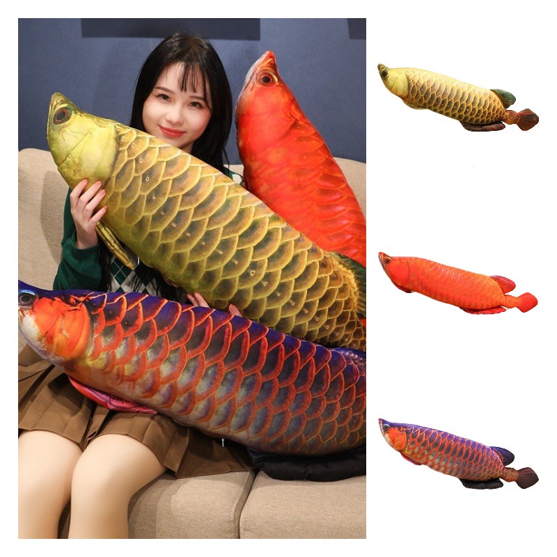 Thú Nhồi Bông Hình Cá Chép / Mèo / Cá Vàng Sống Động Mềm Mại Thoải Mái