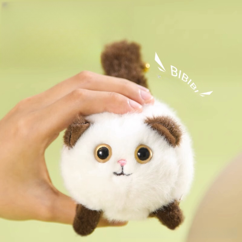 Mèo Nhồi Bông 14cm Có Chuông Và Đuôi Mềm Mại