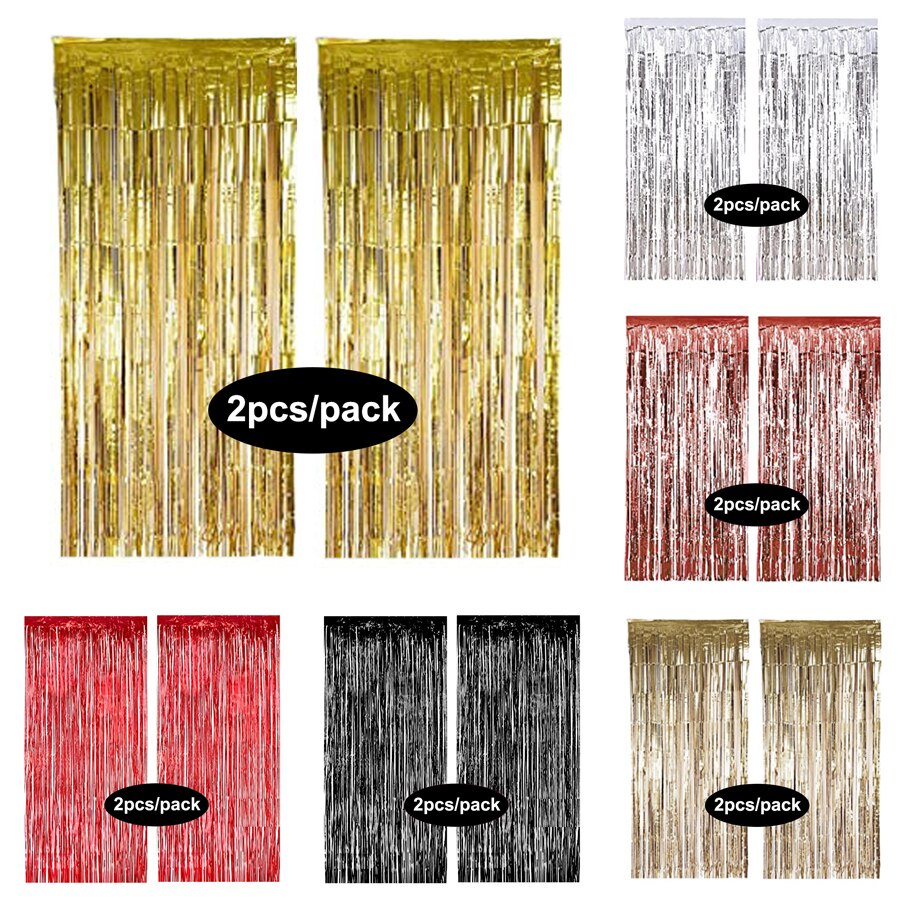2 Gói Lá Rèm Vàng Bạc Đen Hoa Hồng Vàng Lấp Lánh Shimmer Fringer Rèm Cho Đám Cưới Bé Tắm Sinh Nhật P