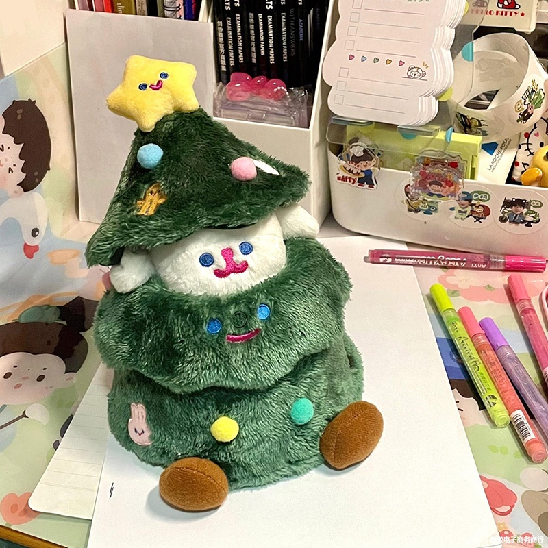 Thú Nhồi Bông Hình Chú Chó Giáng Sinh 2 Trong 1 30cm Mềm Mại Trang Trí Giáng Sinh