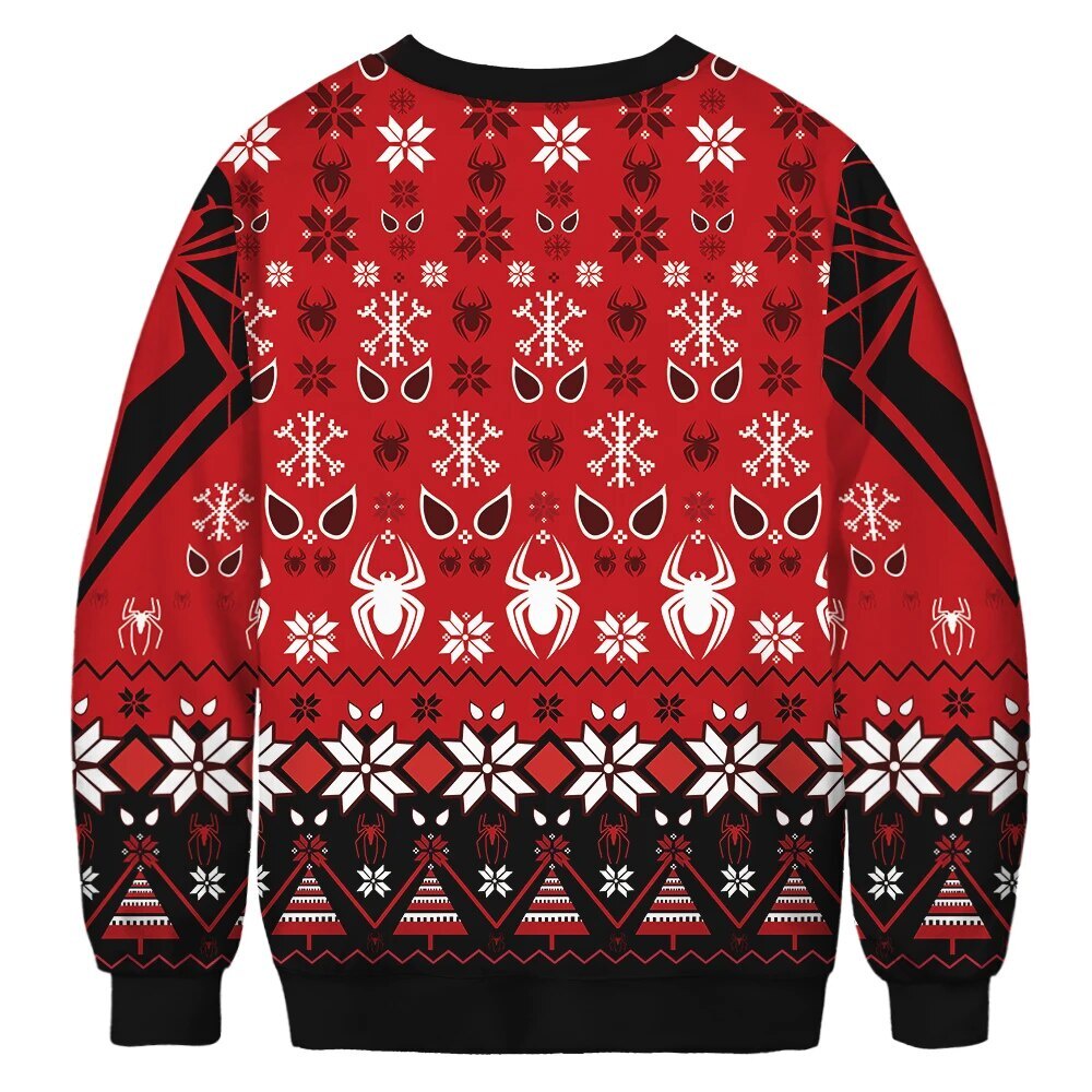 Áo sweater In Hình Người Nhện Và Bông Tuyết Xấu Xí Vui Nhộn Thời Trang Thu Đông