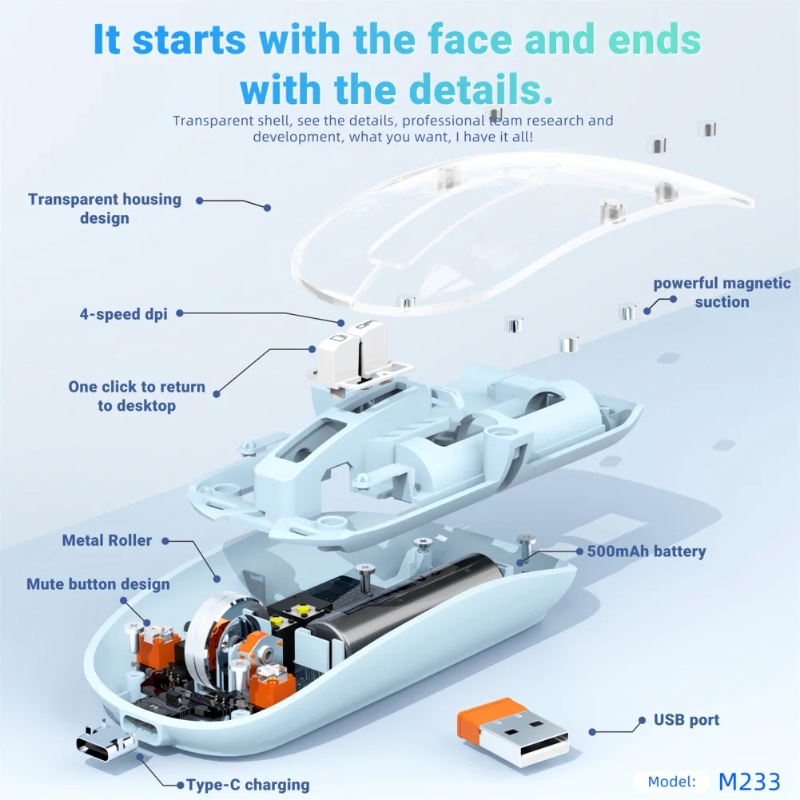 Razer Chuột bluetooth Không Dây 2.4g 3 Chế Độ Kèm Đèn rgb