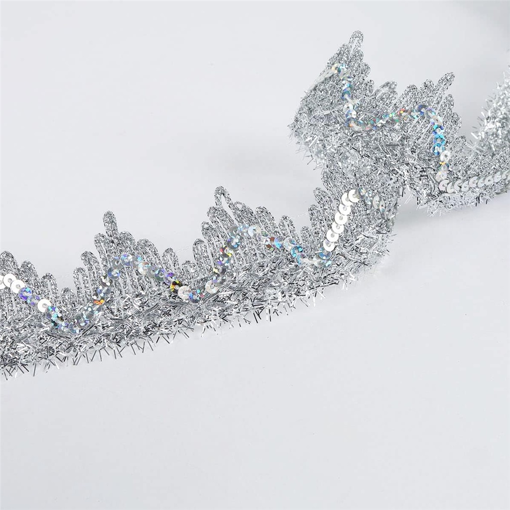 Cuộn Dây Ruy Băng Ren Đính Kim Sa Rộng 4cm Dài 2 Yards