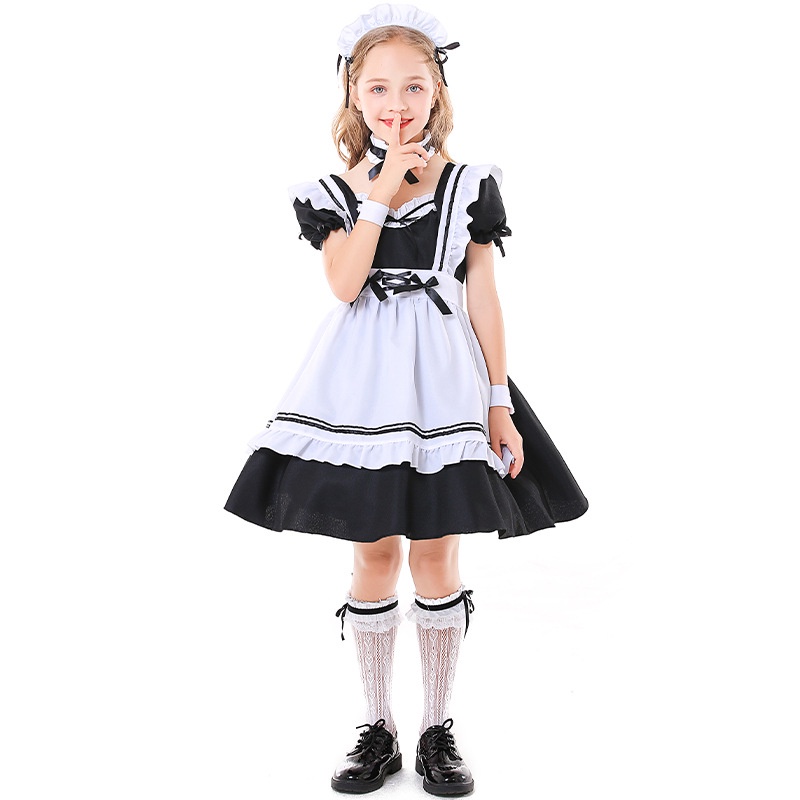 Trang Phục Hóa Trang Cô Hầu Gái Màu Trắng Đen Phong Cách lolita