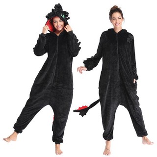 Bộ Đồ Ngủ Liền Thân Hóa Trang anime how to train your dragon Bằng Vải flannel Cho Người Lớn Và Trẻ Em