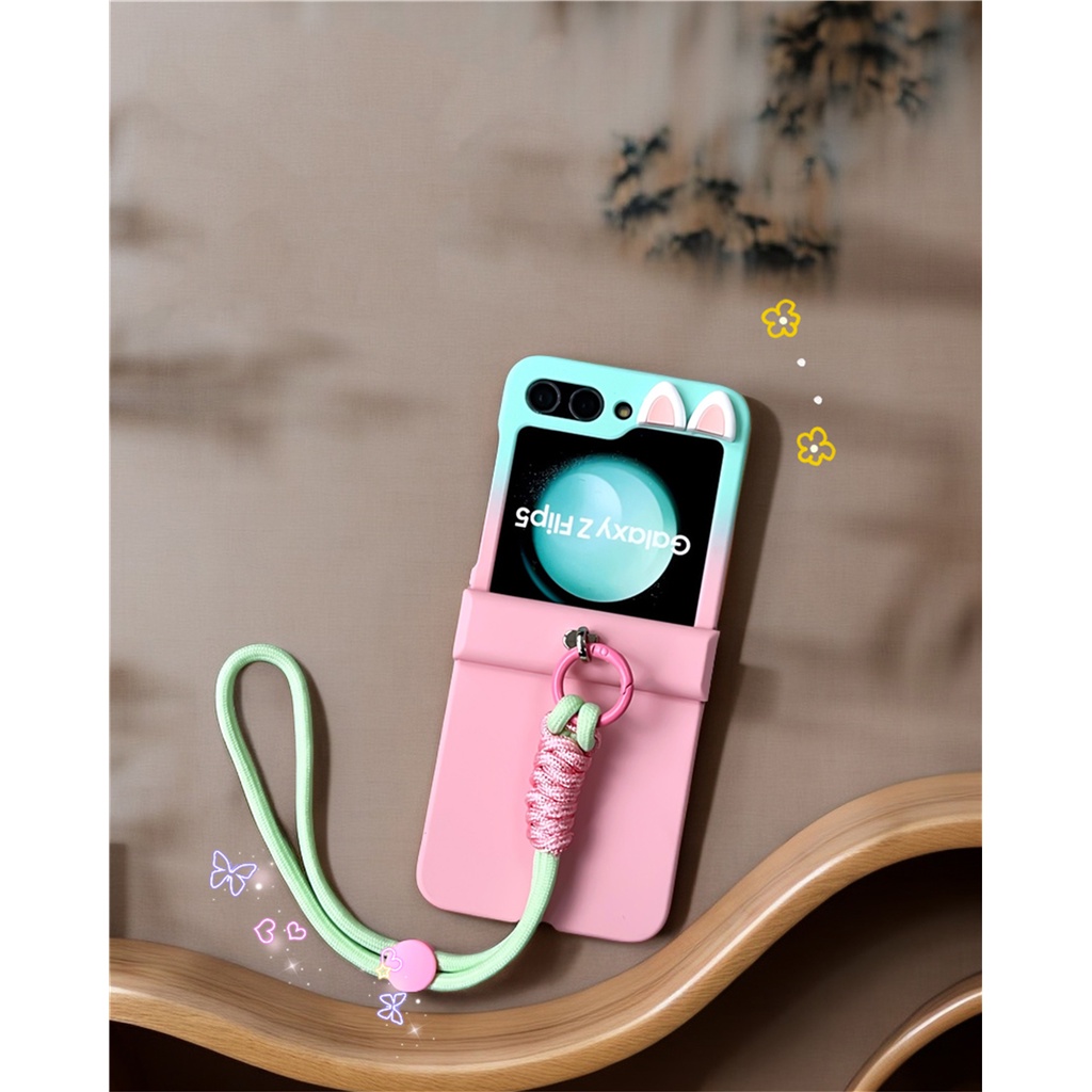Ốp Điện Thoại Họa Tiết Tai Mèo Hoạt Hình Dễ Thương Cho galaxy z flip 5 z flip5 flip5 zflip5
