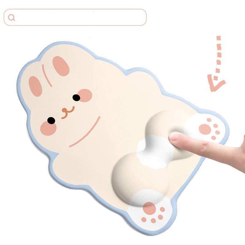 Bộ Miếng Lót Chuột Và Bàn Phím Hình Thỏ Trắng May Mắn