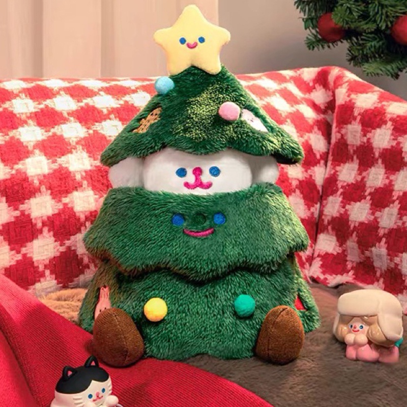 Thú Nhồi Bông Hình Chú Chó Giáng Sinh 2 Trong 1 30cm Mềm Mại Trang Trí Giáng Sinh