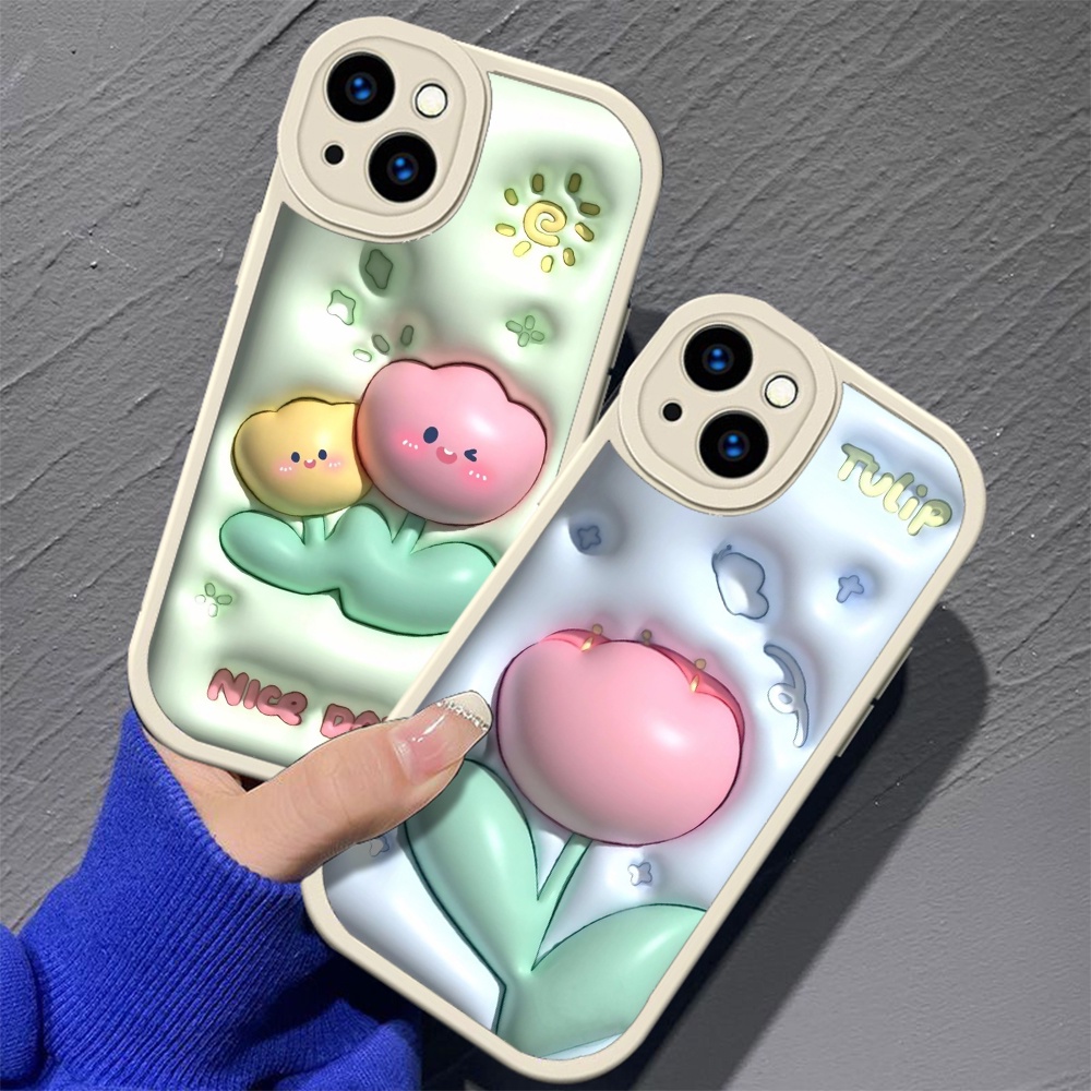 Ốp Điện Thoại Silicon Dẻo Họa Tiết Hoạt Hình Bông Hoa Xinh Xắn Cho iphone 14 plus 15 pro max ty22
