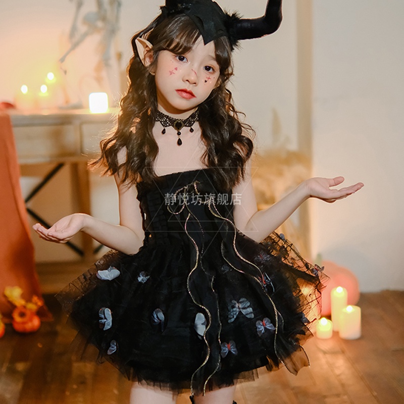 Đầm Đen Hóa Trang Ma Cà Rồng / Cô Dâu Ma Cà Rồng Cho Bé Gái