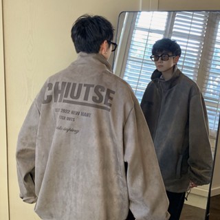 Áo Khoác Kiểu Mỹ, Áo Khoác Nam Thời Xuân Thu, Áo Cổ Cao cho nam chất da lộn