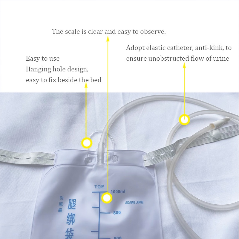 Túi thoát nước dùng một lần Dây buộc ống thông Túi đựng nước tiểu được kết nối với túi đựng nước tiểu/Xô đựng nước tiểu/Ngăn ngừa dòng chảy ngược ống thông nước tiểu 1000ml & 500ml