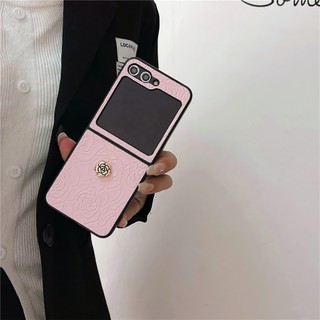 Ốp Lưng Hoa Camellia Vàng 3D Retro Hàn Quốc Sang Trọng Cho Samsung Z Flip5 5G Z Flip5 Flip6 Zflip5 Zflip5 Z Flip 5 Vỏ Chống Sốc Funda
