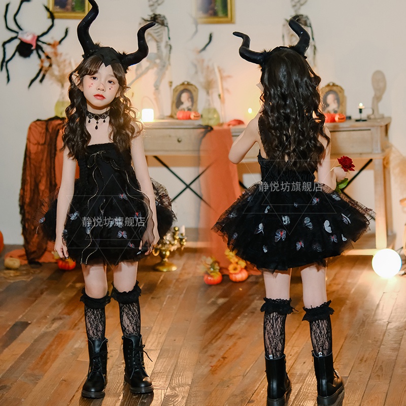 Đầm Đen Hóa Trang Ma Cà Rồng / Cô Dâu Ma Cà Rồng Cho Bé Gái