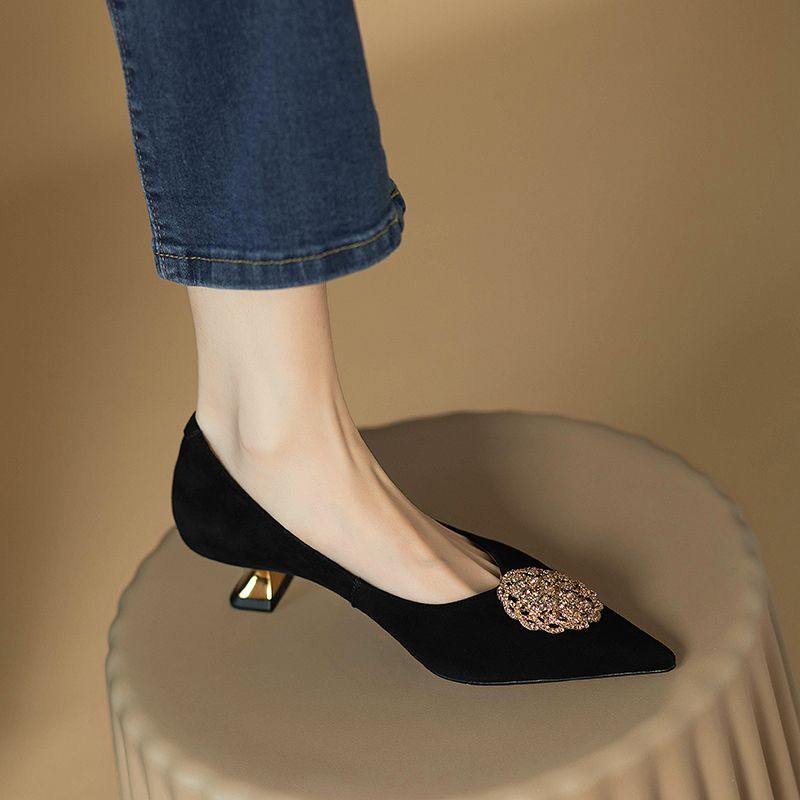 Gubalun Giày Cao Gót Da Lộn Mũi Nhọn Thời Trang Công Sở Cho Nữ