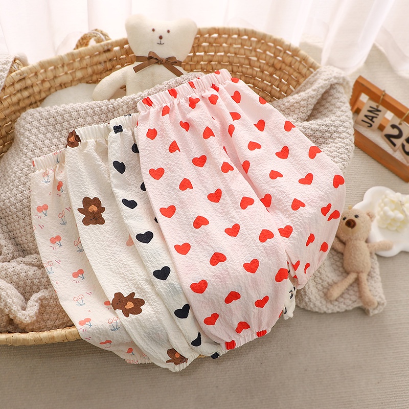 IKIDS Quần chống muỗi phiên bản Hàn Quốc dành cho trẻ em mới dành cho nam và nữ giản dị quần thể thao chín phần quần trẻ em