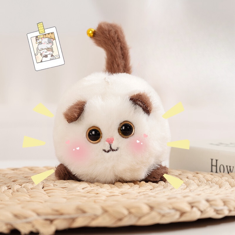 Mèo Nhồi Bông 14cm Có Chuông Và Đuôi Mềm Mại