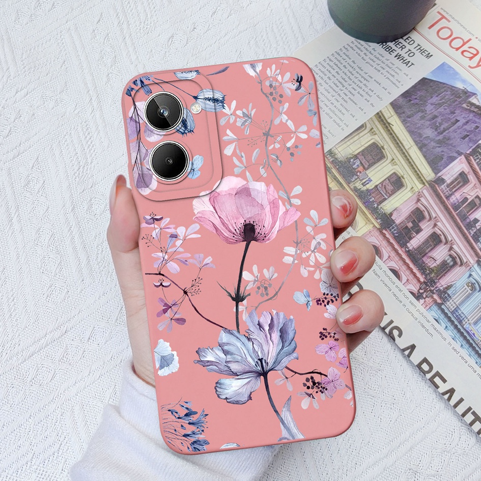 Điện Thoại Ốp Lưng Hình Vuông Họa Tiết Hoa Cho realme 10 pro plus oppo realme 10pro plus