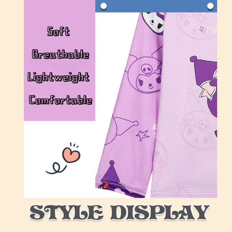 Đồ Ngủ Kuromi Cinnamoroll Bộ Đồ Ngủ Dài Tay In Hoạt Hình Dành Pijama Cho Bé Gái