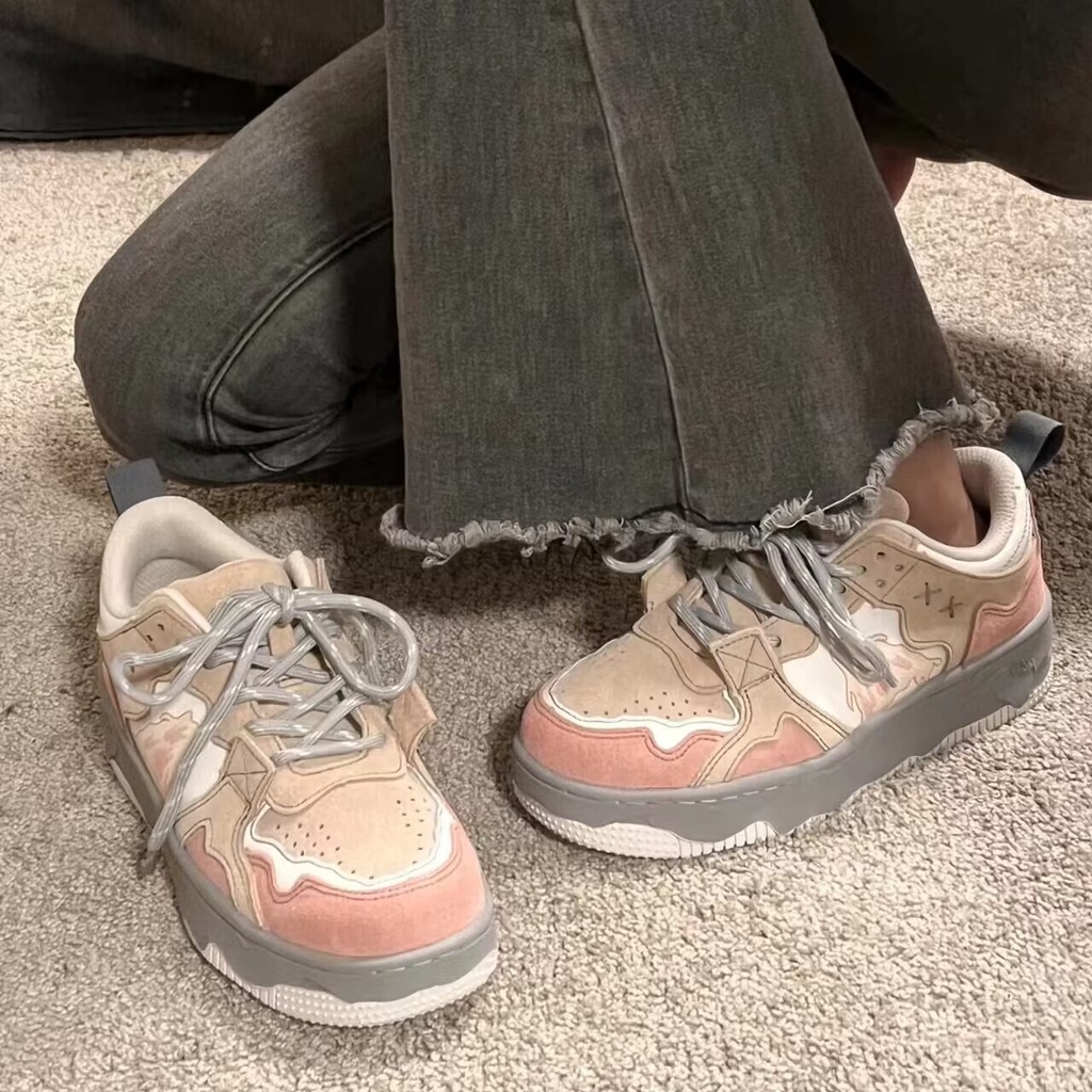 Giày Thể Thao Đế Dày Màu Khối Thời Trang Mùa Xuân 2023 Phong Cách Mới Cho Nữ