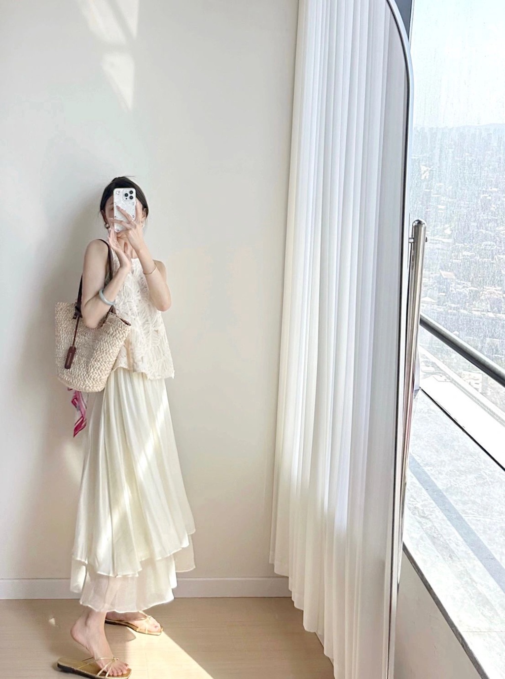 Áo Sơ Mi Voan Dệt 67700 Áo vest / Váy Xếp Ly