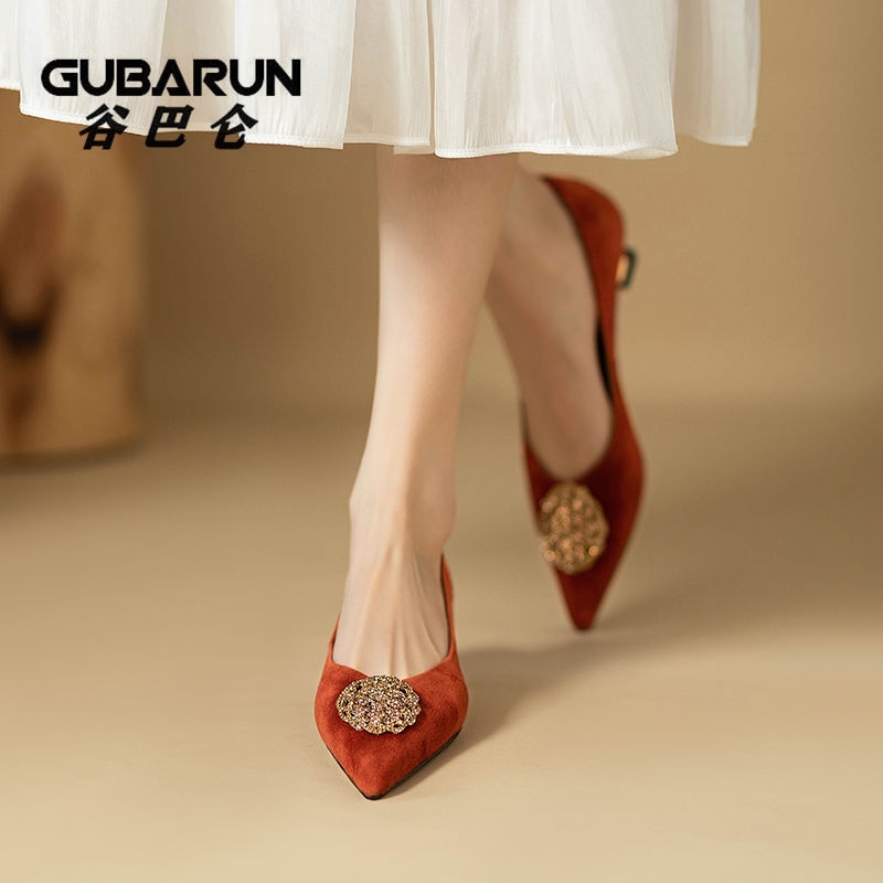 Gubalun Giày Cao Gót Da Lộn Mũi Nhọn Thời Trang Công Sở Cho Nữ